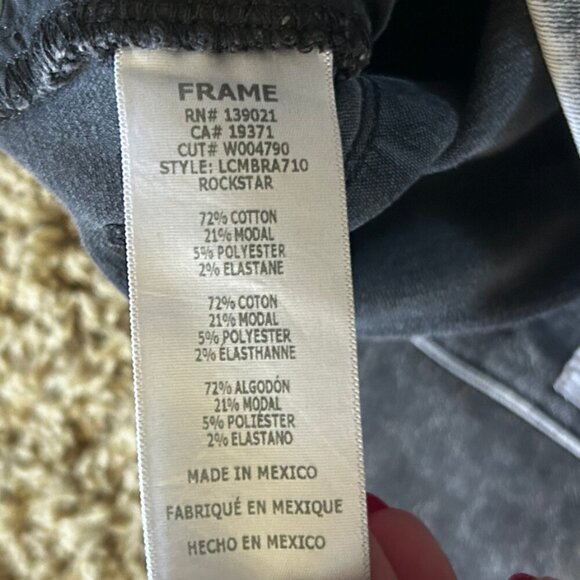 FRAME Le Crop Mini Boot Jeans in Rockstar Black Womens Size 29 Raw Hem - Picture 7 of 7